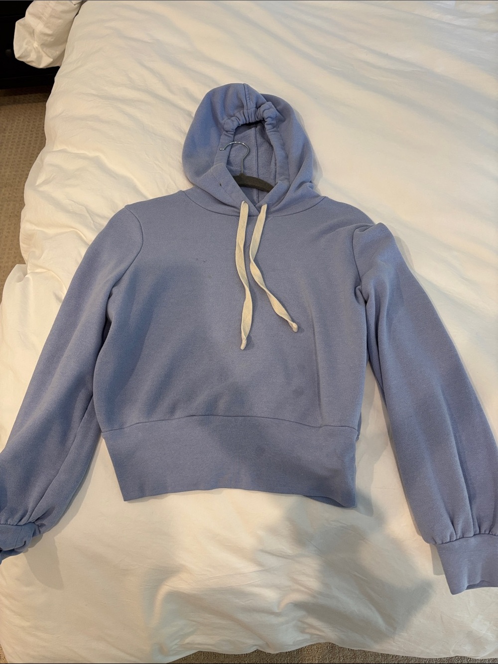 Madewell Lavender-Blue Cropped Hoodie with Contrast Drawstrings